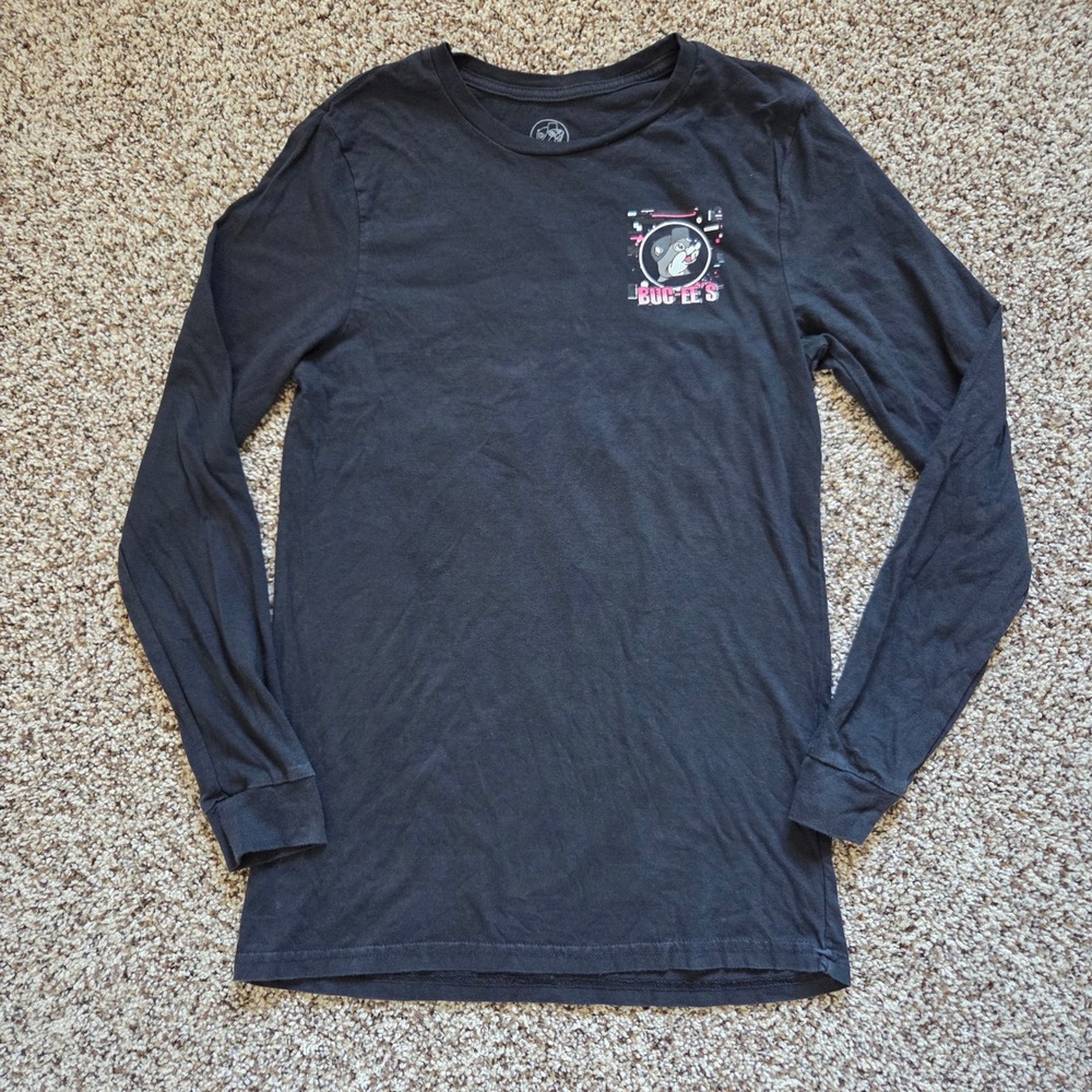 Buc-ee's Mens Long Sleeve Glitch Graphic T-Shirt Black Small Vaporwave Texas Tee